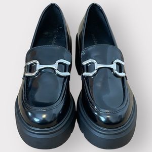 Black Madden Girl Chunky Lug Sole Platform Loafer Heels G-Lush - 6.5